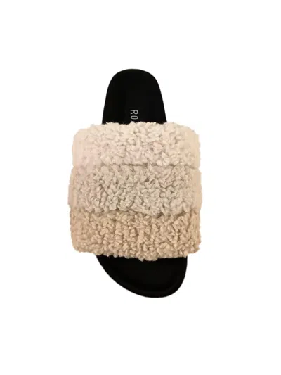 Roam Fuzzy Puff Slipper In Cream Puff In Beige