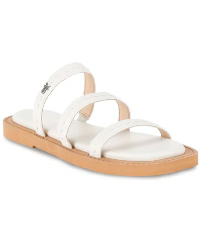 Frye Faye Strappy Slide Leather Sandal In White