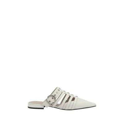 Pinko Pointed-toe Buckle Detailed Slip-on Slides In White