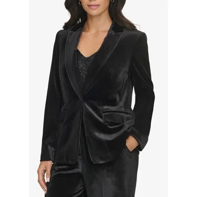 Calvin Klein Womens Velvet Business One-button Blazer In Black