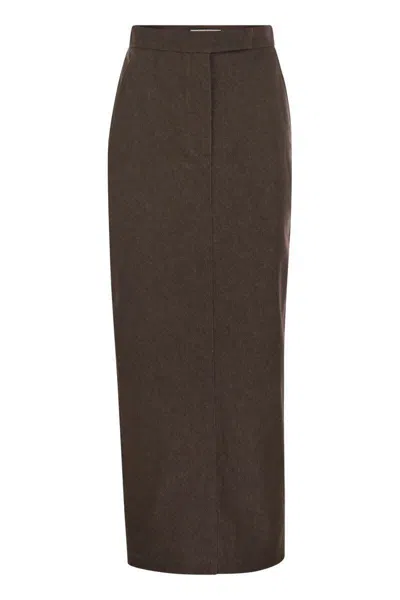 Max Mara Women's Pianosa - Denim-effect Cotton Skirt In Brown