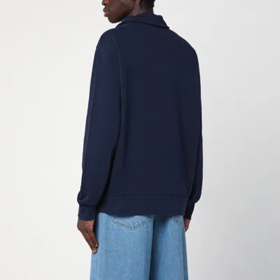 Polo Ralph Lauren Logo Embroidered Half-zip Sweatshirt In Blue