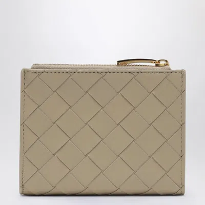 Bottega Veneta Beige/mint Bi-fold Wallet In Intrecciato In Multicolor