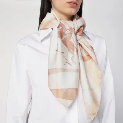Burberry Silk Scarf Watercolor Effect Check In White