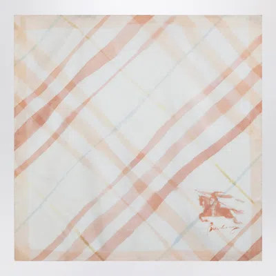 Burberry Silk Scarf Watercolor Effect Check In White