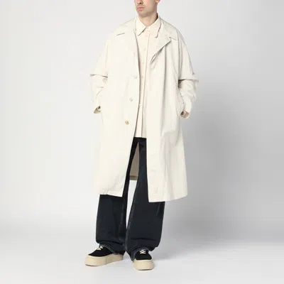Maison Margiela Single-breasted Trench Coat Ivory In Cotton In Grey