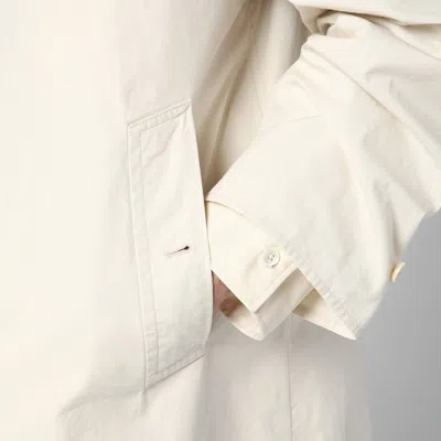 Maison Margiela Single-breasted Trench Coat Ivory In Cotton In Grey