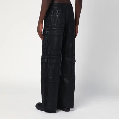 Drkshdw Black Cargo Pants In Waxed Cotton In Black