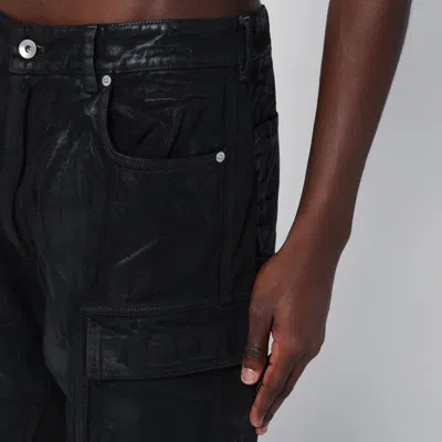 Drkshdw Black Cargo Pants In Waxed Cotton In Black