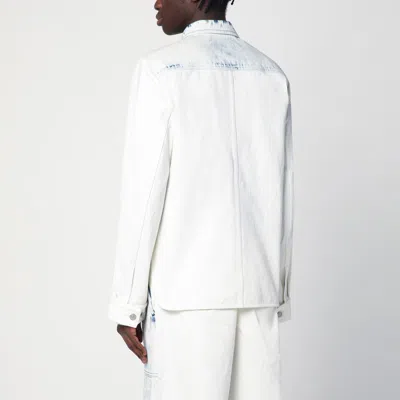 Dries Van Noten Faded Denim Shirt With Front Pockets In Light Blue