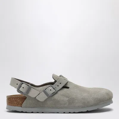 Birkenstock Stone Grey Suede Tokyo Slipper In Grey