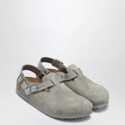 Birkenstock Stone Grey Suede Tokyo Slipper In Grey
