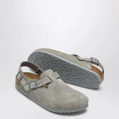 Birkenstock Stone Grey Suede Tokyo Slipper In Grey