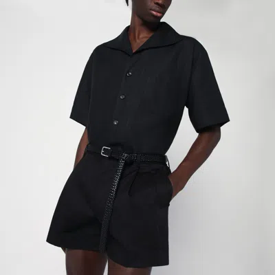 Dolce & Gabbana Black Belt With Buckle Closure And Interwoven Design In Leather Man In Black