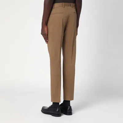 Pt Torino Slim-fit Hazelnut-coloured Cotton Trousers In Beige