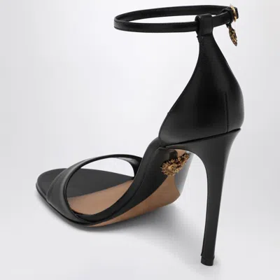 Dolce & Gabbana Black Ostrich Ankle Strap Heels Sandals Shoes In Black