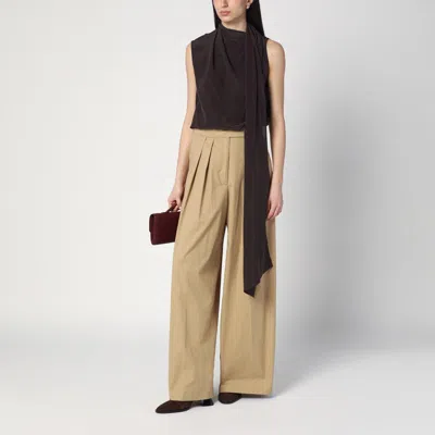 P.a.r.o.s.h Silk Blouse With Wrap-around Scarf In Brown