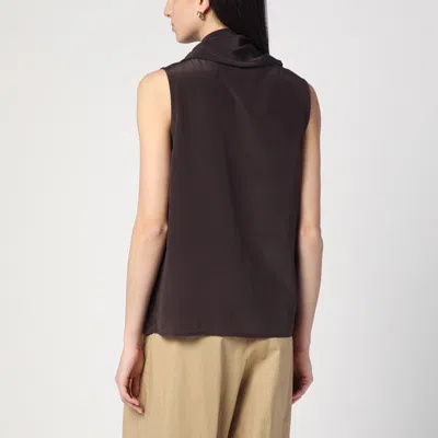 P.a.r.o.s.h Silk Blouse With Wrap-around Scarf In Brown