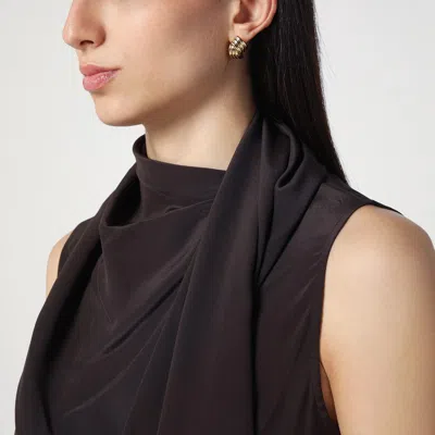 P.a.r.o.s.h Silk Blouse With Wrap-around Scarf In Brown