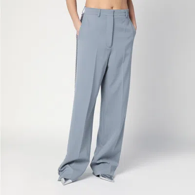 Stella Mccartney Wide-leg Light Grey Falabella Pants With Chain In Grey
