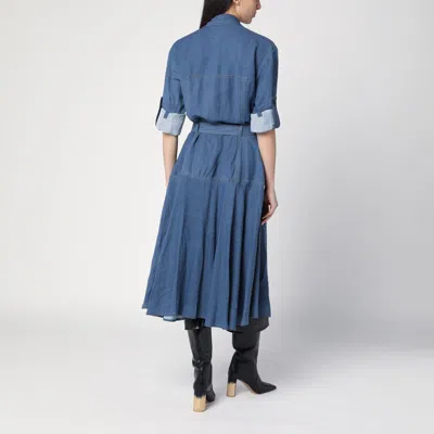 Bottega Veneta Blue Linen-blend Chemise Dress In Blue
