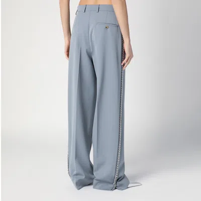 Stella Mccartney Wide-leg Light Grey Falabella Pants With Chain In Grey