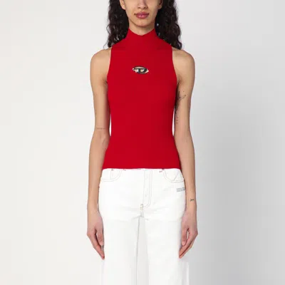 Diesel Red Top Cropped In Red