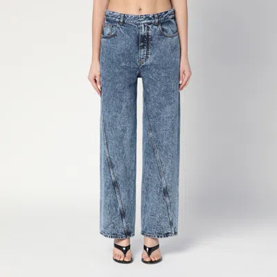 Alaïa Twisted Stonewashed Denim Jeans In Blue
