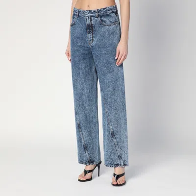 Alaïa Twisted Stonewashed Denim Jeans In Blue