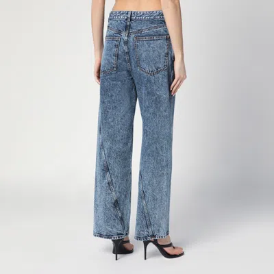 Alaïa Twisted Stonewashed Denim Jeans In Blue
