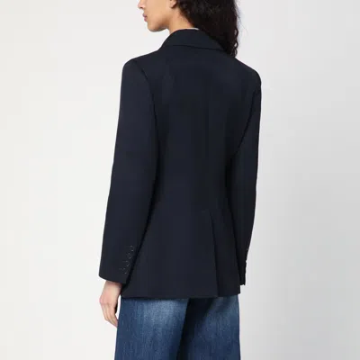 P.a.r.o.s.h Double-breasted Jacket In Linen-blend In Blue