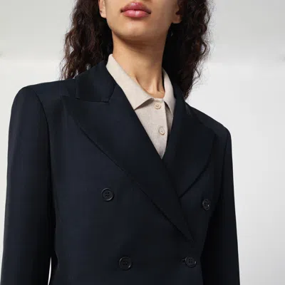 P.a.r.o.s.h Double-breasted Jacket In Linen-blend In Blue