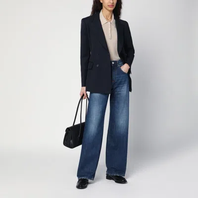 Department Five Department 5 Wide Leg Pop Blue Jeans With Washed Effect In Blue