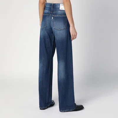 Department Five Department 5 Wide Leg Pop Blue Jeans With Washed Effect In Blue