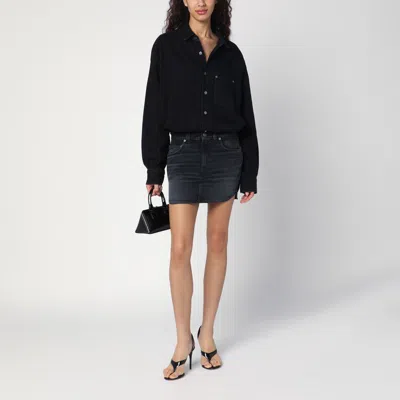 Haikure Washed Black Tamu Mini Dress In Denim In Black