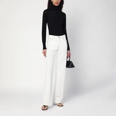 Off-white Contrast Hem Mid-rise Denim Jeans In White