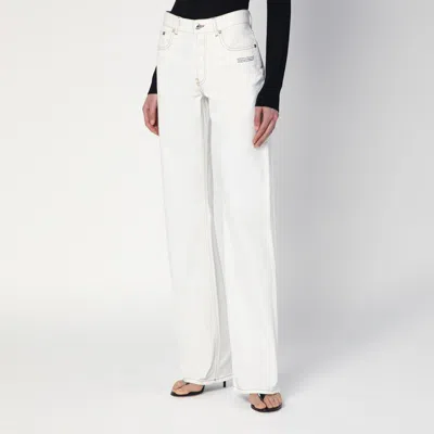 Off-white Contrast Hem Mid-rise Denim Jeans In White