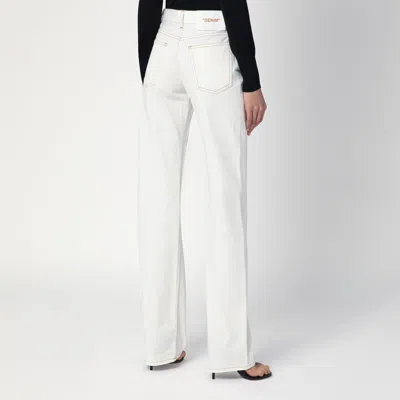 Off-white Contrast Hem Mid-rise Denim Jeans In White