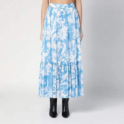 Etro Maxi Cotton Skirt With Contrasting Floral Paisley Print In Multicolor