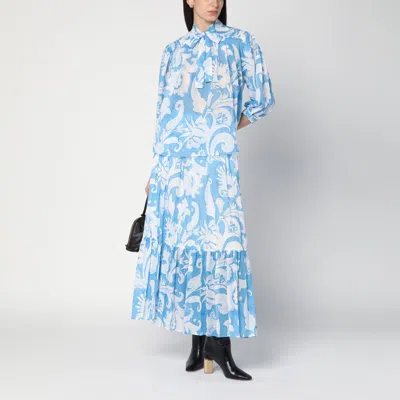 Etro Maxi Cotton Skirt With Contrasting Floral Paisley Print In Multicolor