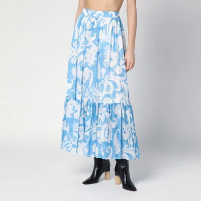Etro Maxi Cotton Skirt With Contrasting Floral Paisley Print In Multicolor