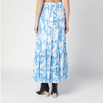 Etro Maxi Cotton Skirt With Contrasting Floral Paisley Print In Multicolor