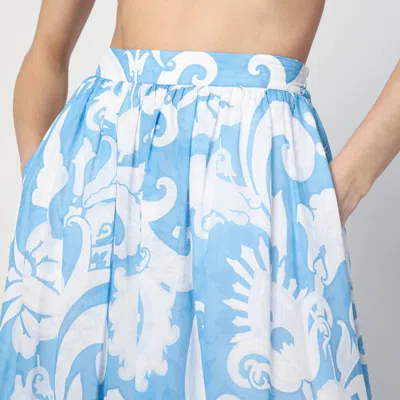 Etro Maxi Cotton Skirt With Contrasting Floral Paisley Print In Multicolor
