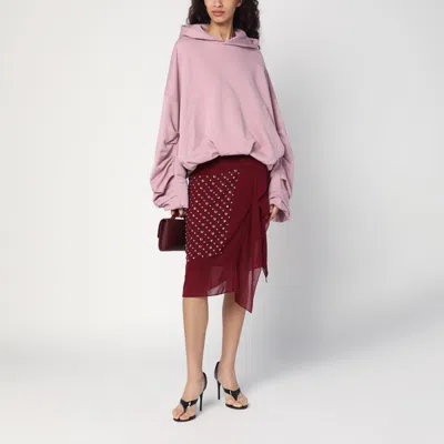 Dries Van Noten Oversized Draped Hooded Sweatshirt In Pink