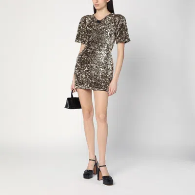 Marc Jacobs Gold Mini Dress With Sequins Women In Silver