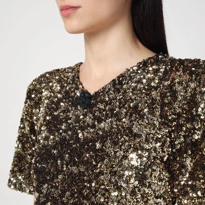 Marc Jacobs Gold Mini Dress With Sequins Women In Silver