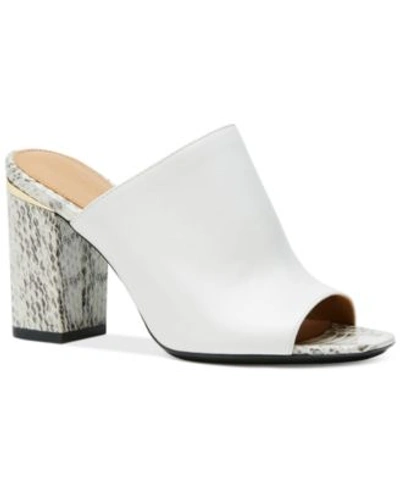 Calvin Klein Cice Women  Open Toe Synthetic White Slides Sandal In Platinum White