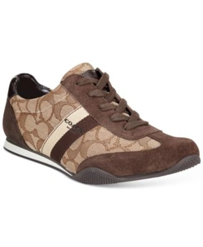 Coach Kelson Lace-up Trainers In Khaki/ Chestnut