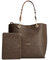 CALVIN KLEIN SIGNATURE REVERSIBLE TOTE WITH POUCH