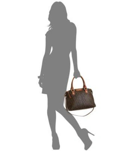 Shop Calvin Klein Hudson Ck Monogram Satchel In Brown/khaki/luggage Saffiano